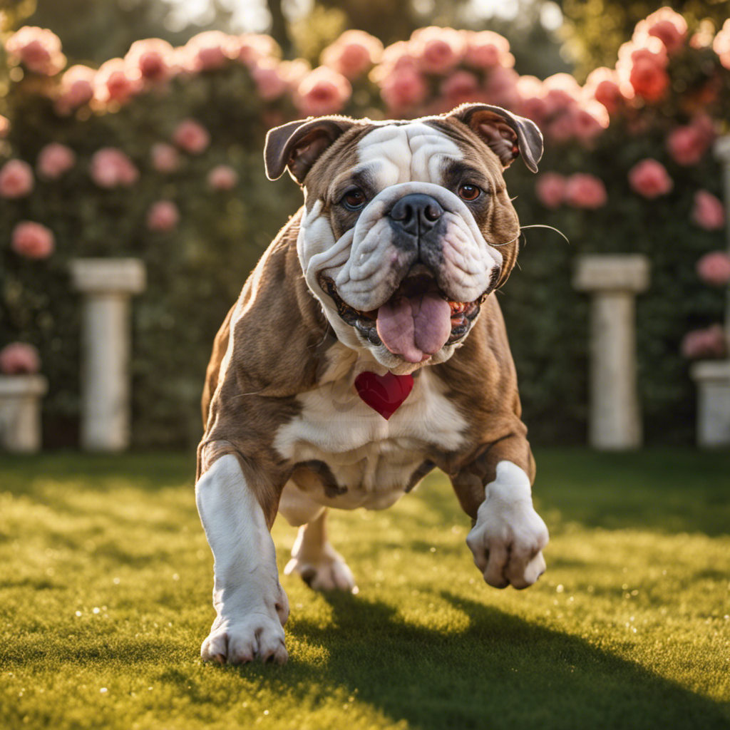 My name is Tank. I am a male Old English Bulldog. My visual description is Grumpy face, brindle, gray face, heart on his head. Tank could leap an 8 ft fence when he was younger. Loved loved balls and swimming and beer. .