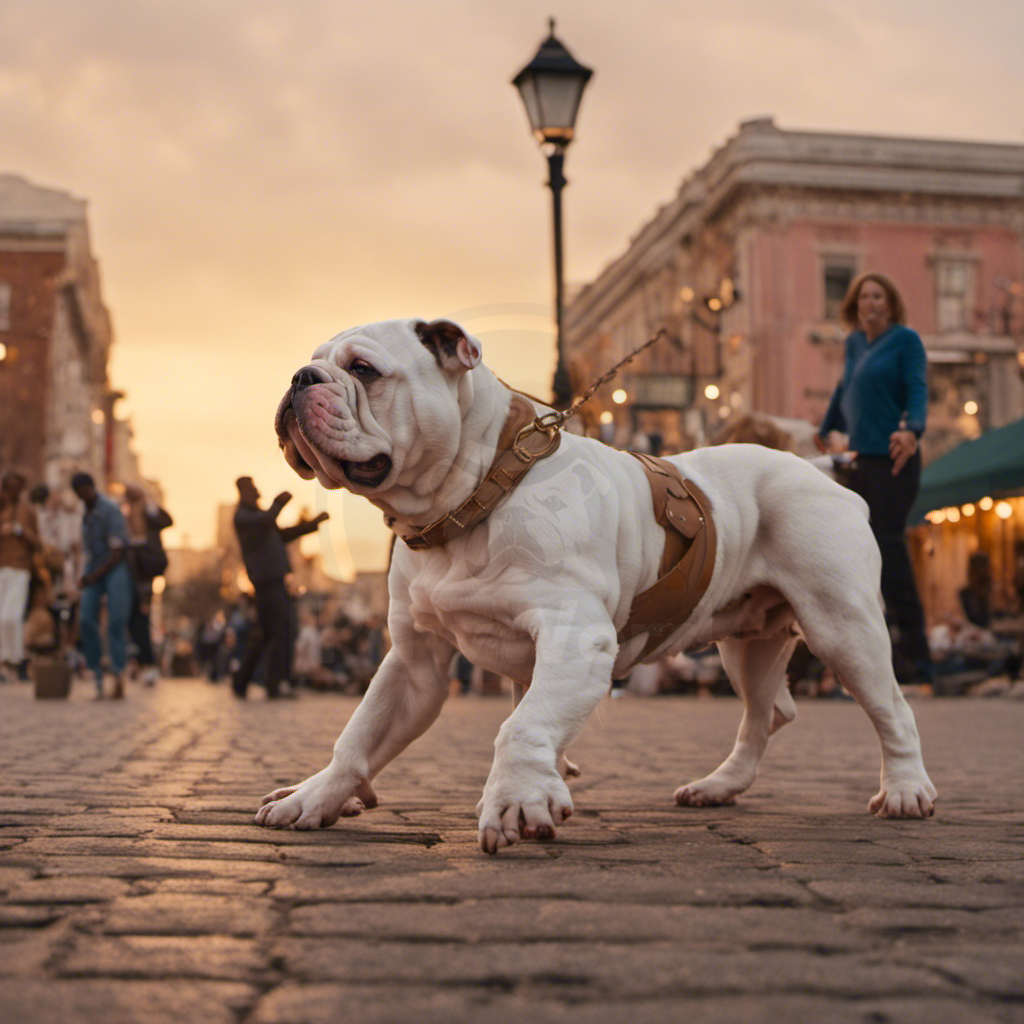 My name is Doc. I am a male English Bulldog. My visual description is Mostly white with brown spots. Brown spot around one eye. Brown speckles on both ears..