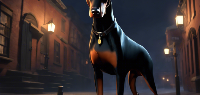 “Pawsburg’s Nocturnal Whispers: The Silent Quest of Gabriel the Doberman” – Gabriel PawWord Story