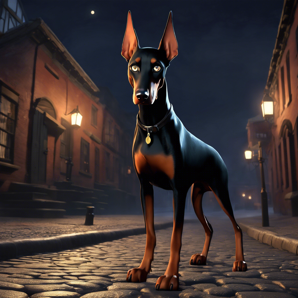 “Pawsburg’s Nocturnal Whispers: The Silent Quest of Gabriel the Doberman” – Gabriel PawWord Story